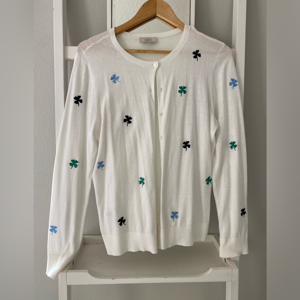 LOFT Four Leaf Clover Cardigan
